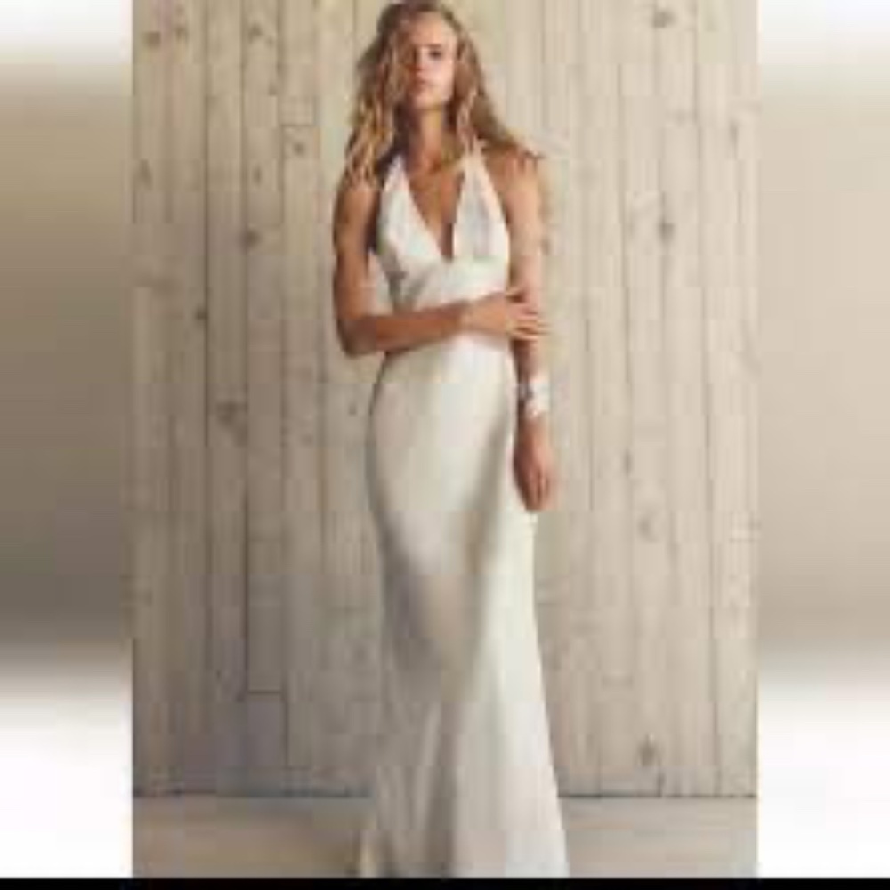 NWT Zara Satin Effect Iridescent Maxi Gown Dress White